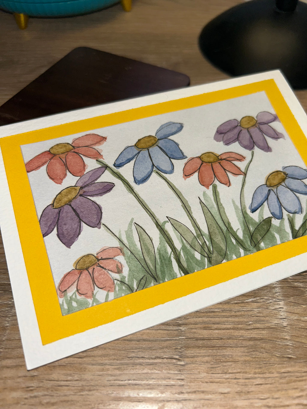 Hand-Painted Floral Watercolor Card (4x6")