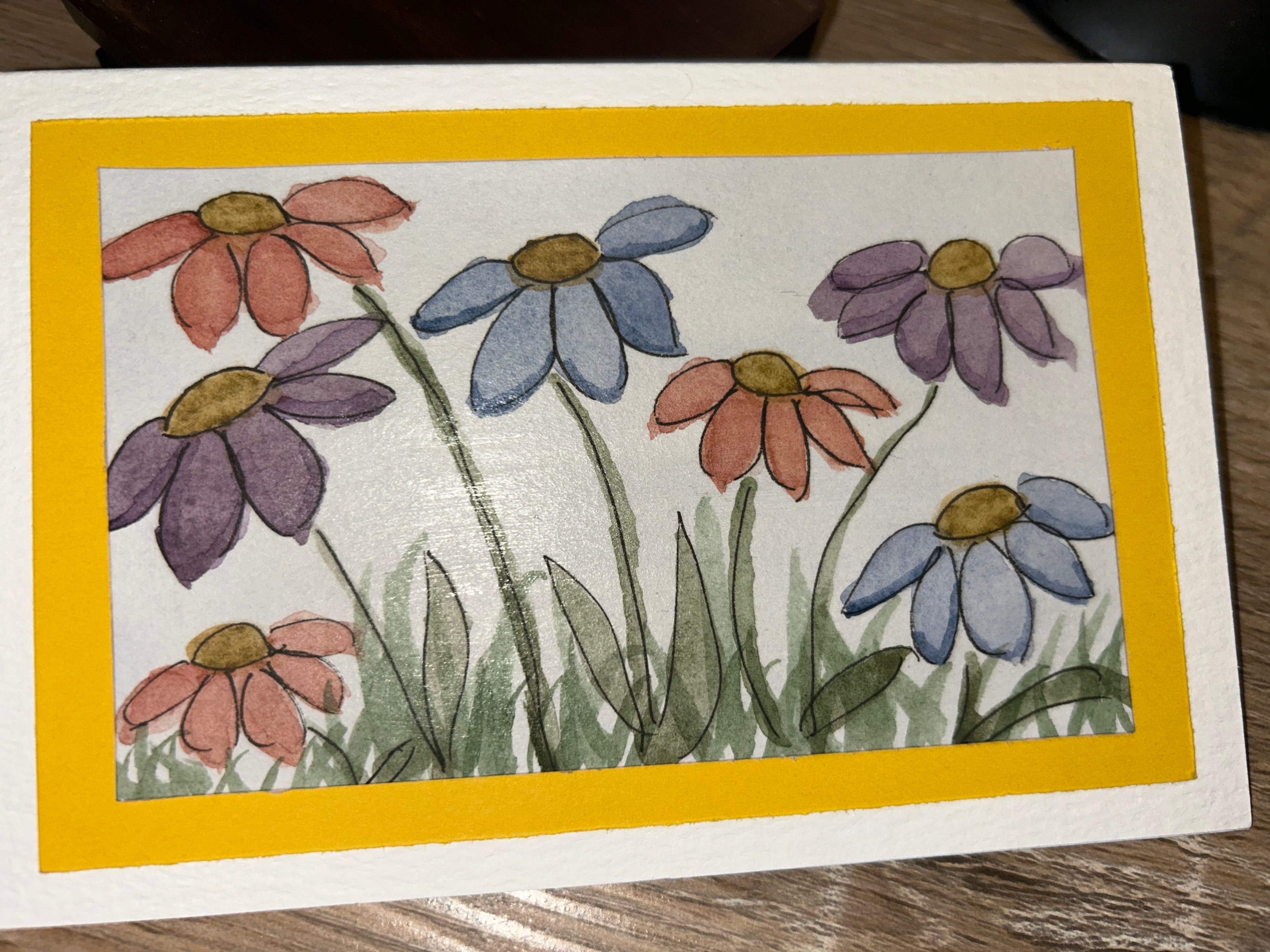 Hand-Painted Floral Watercolor Card (4x6")