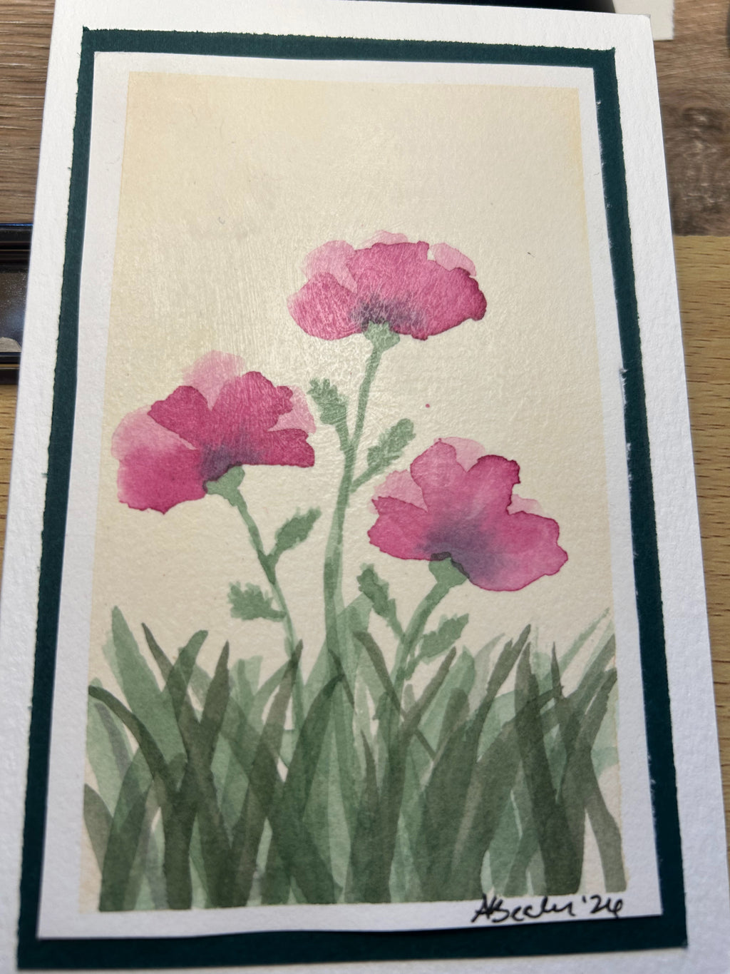 Hand-Painted Poppy Watercolor Card (4x6")