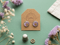 Handmade Floral Resin Stud Earrings - Purple