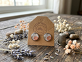 Handmade Resin & Floral Print Stud Earrings in Silver Bezels