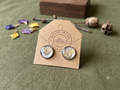 Handmade Yellow Flower Resin Stud Earrings | Silver Bezel Floral Studs