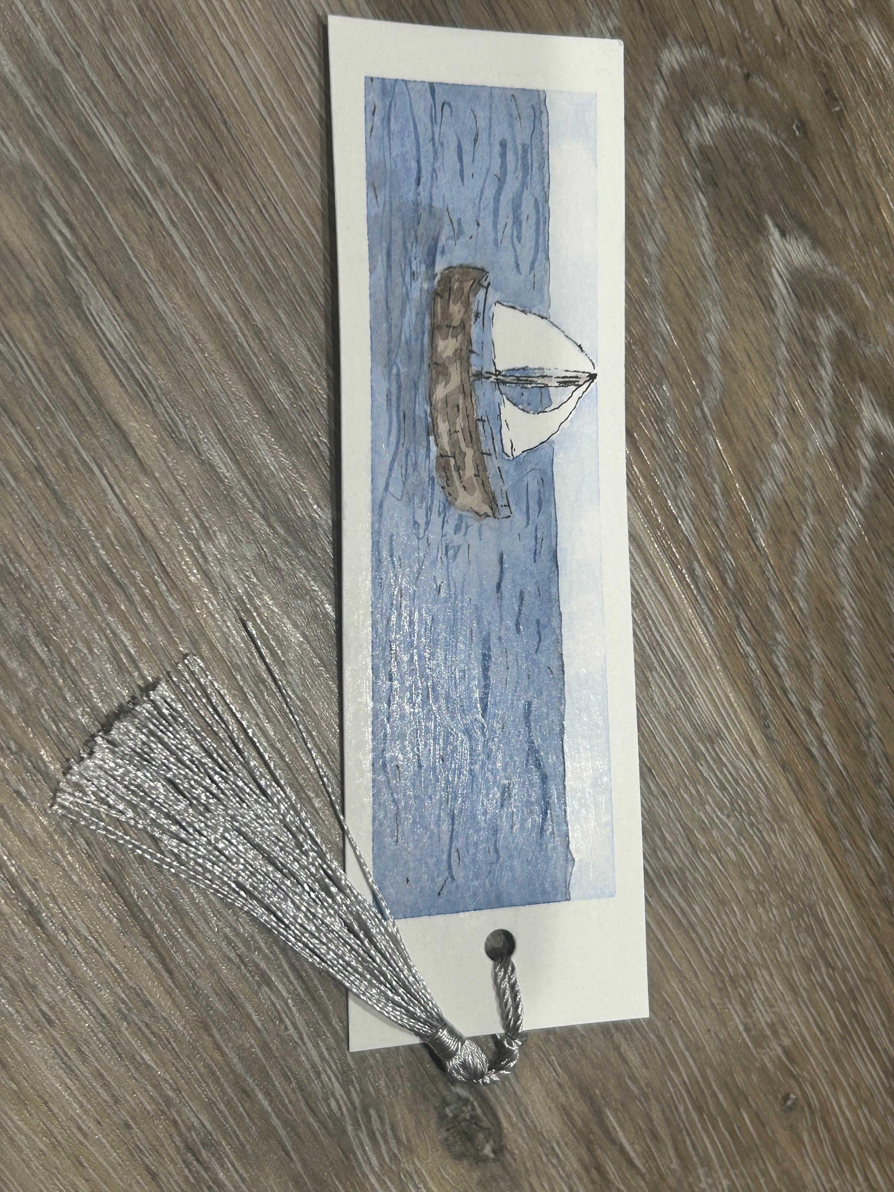 Hand-Painted Sailboat Watercolor Bookmark