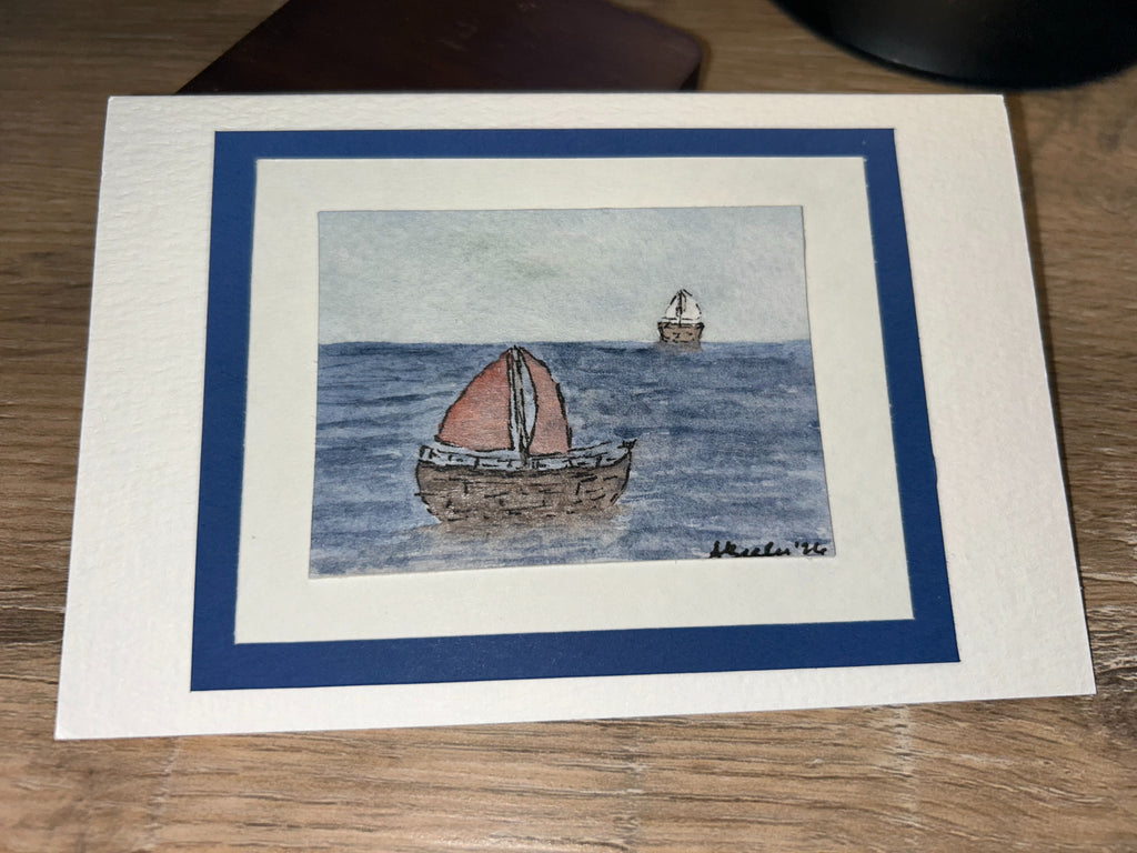 Hand-Painted Sailboat Greeting Card | Original Watercolor