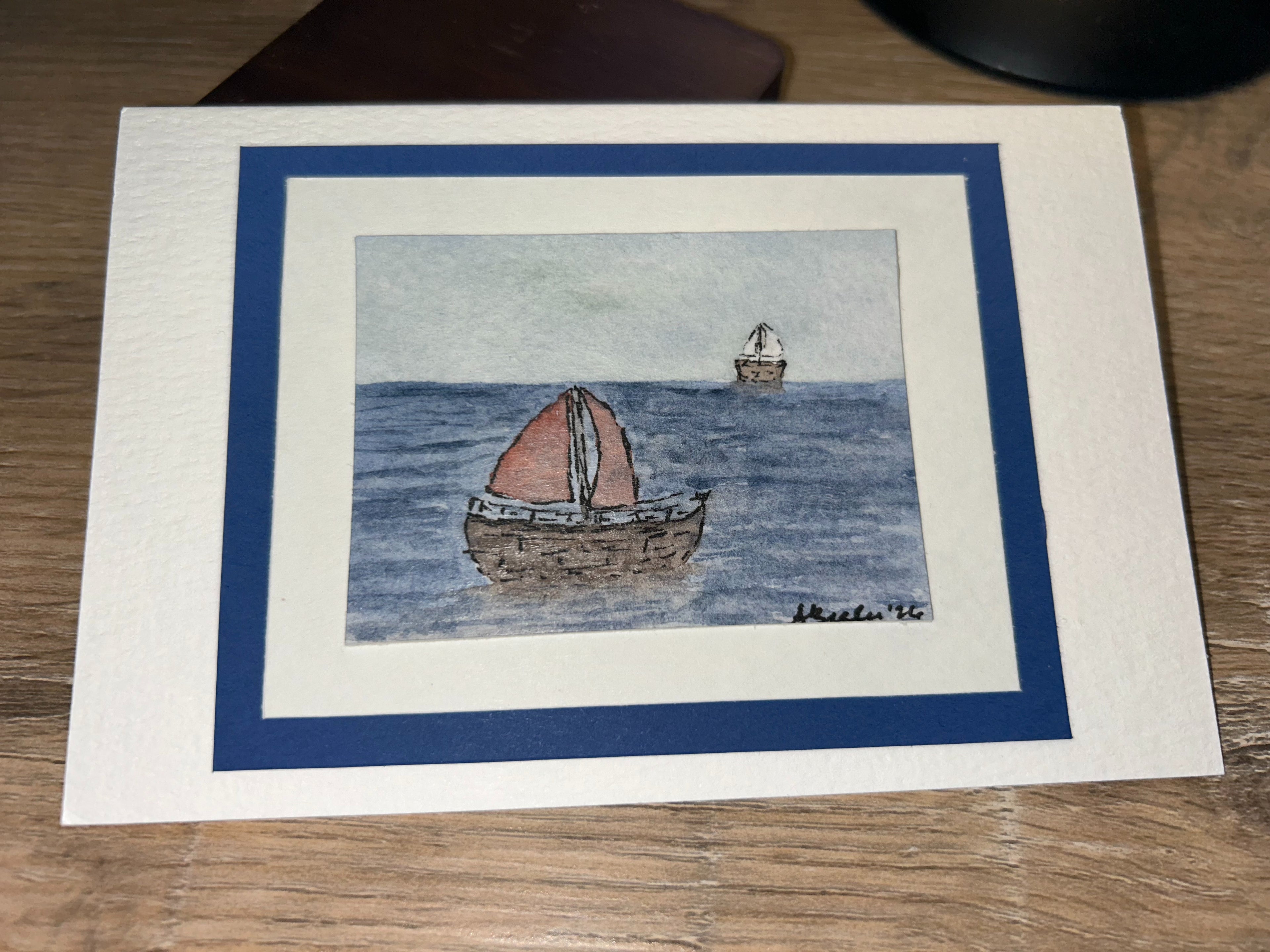 Hand-Painted Sailboat Greeting Card | Original Watercolor