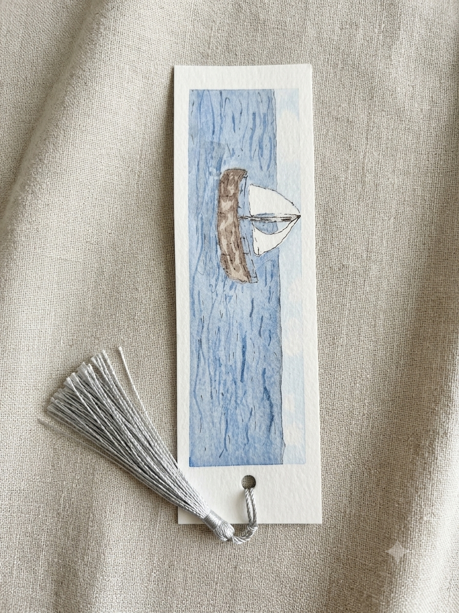 Hand-Painted Sailboat Watercolor Bookmark