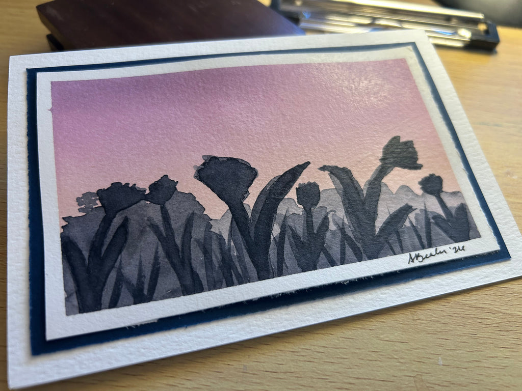 Hand-Painted Floral Silhouette Greeting Card (4x6")