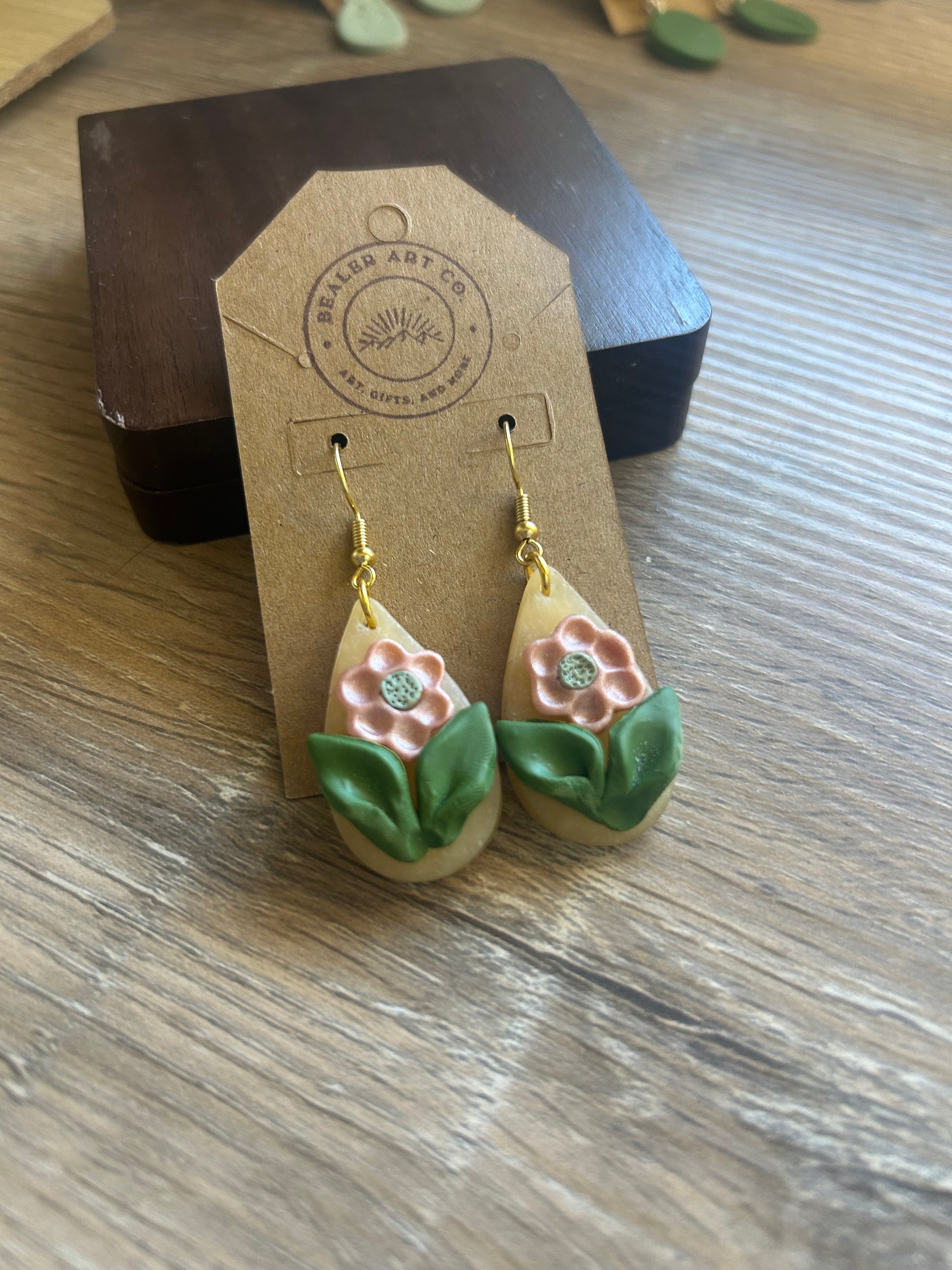 Handmade Cottagecore Floral Teardrop Earrings