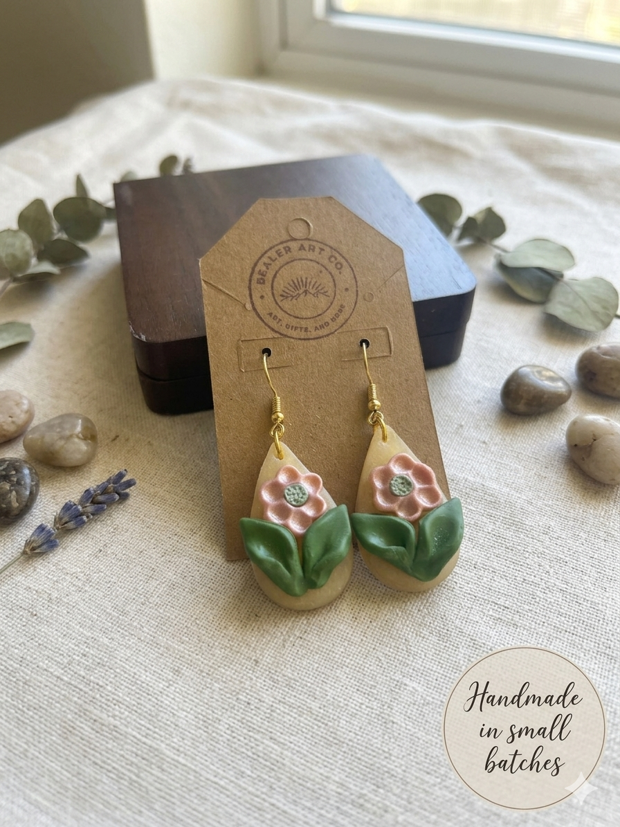 Handmade Cottagecore Floral Teardrop Earrings