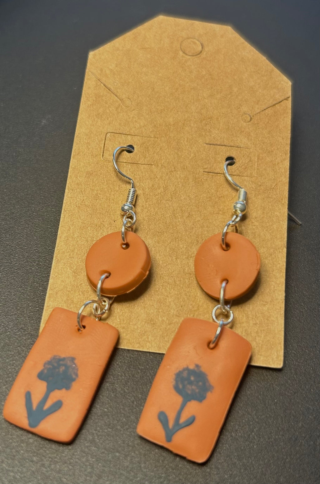 Hand-Painted Botanical Terracotta Polymer Clay Earrings