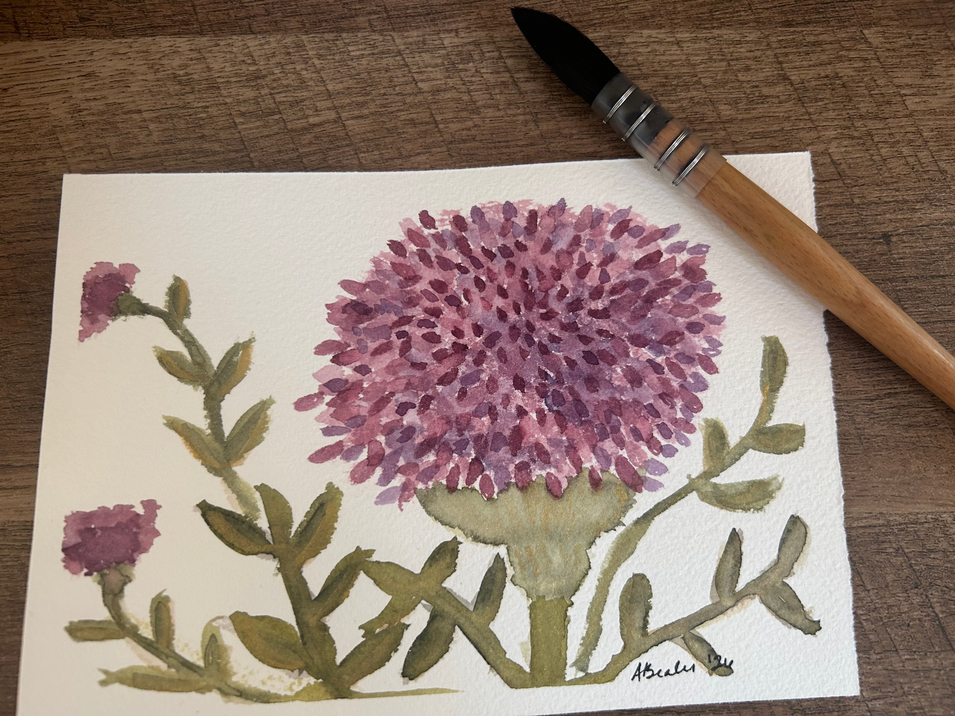 🌿 Original Thistle Watercolor Painting | Hand-Painted Art (5" x 7")