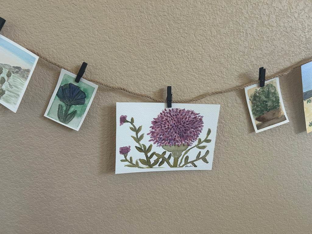 🌿 Original Thistle Watercolor Painting | Hand-Painted Art (5" x 7")
