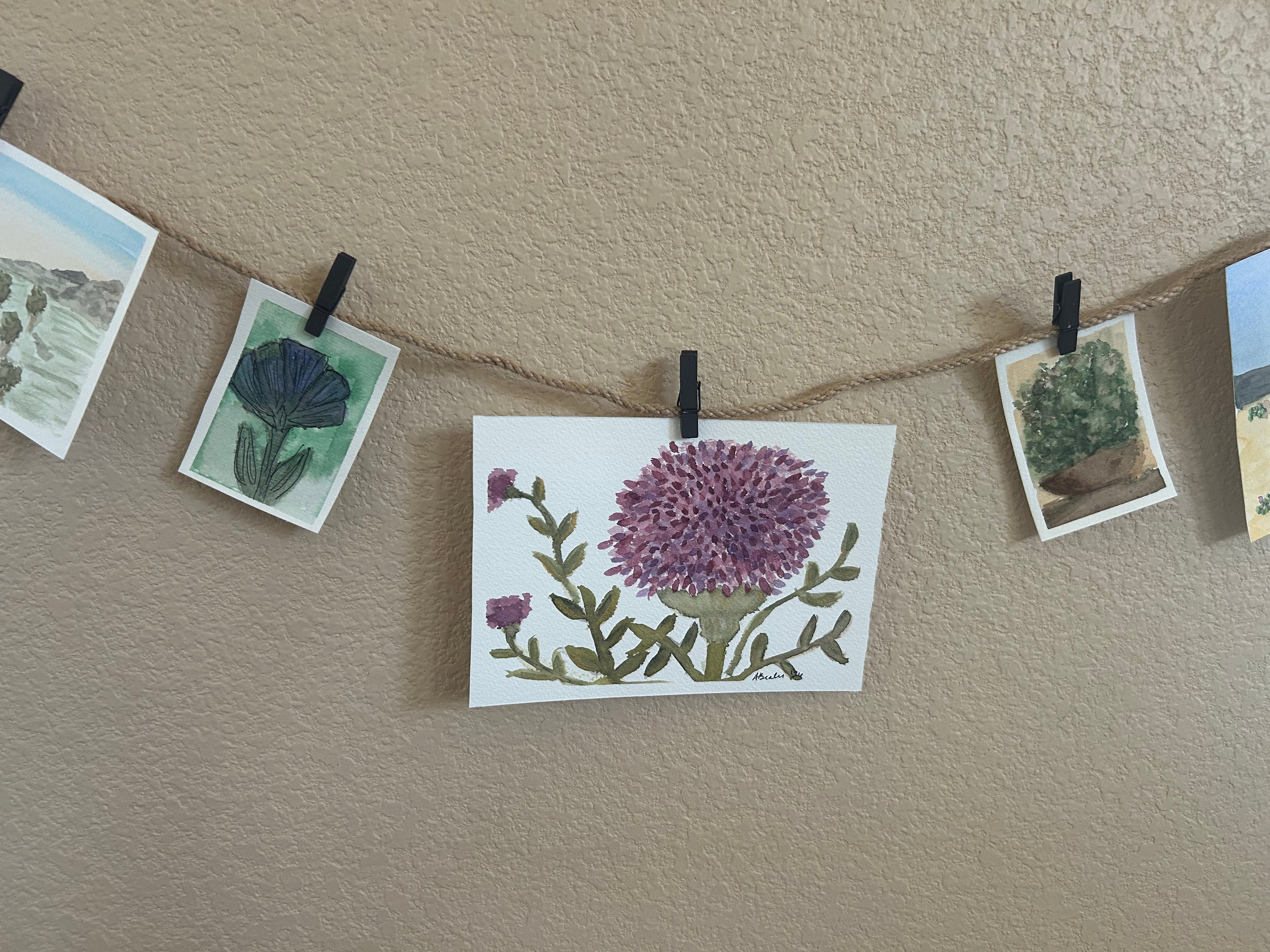 🌿 Original Thistle Watercolor Painting | Hand-Painted Art (5" x 7")