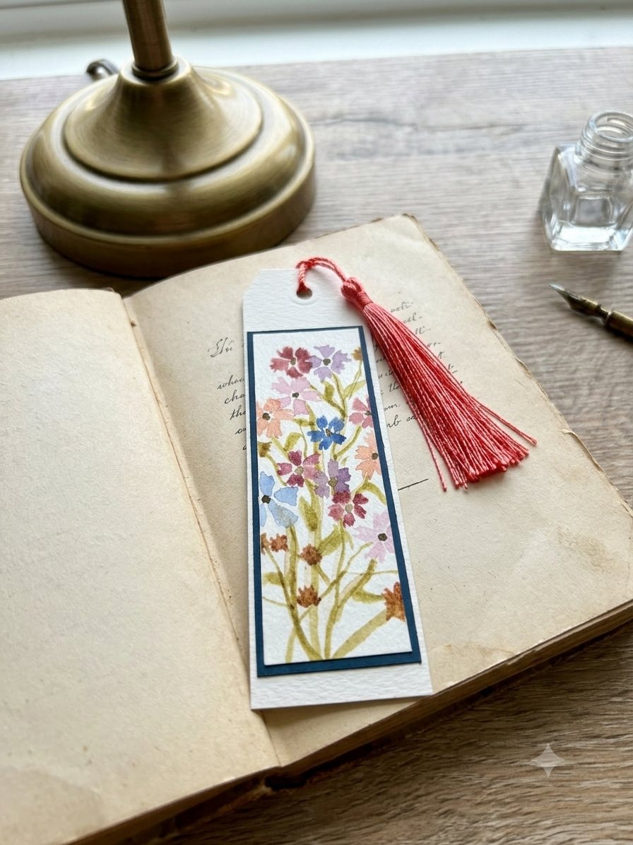 Hand-Painted Floral Bookmark | Original Watercolor Artwork