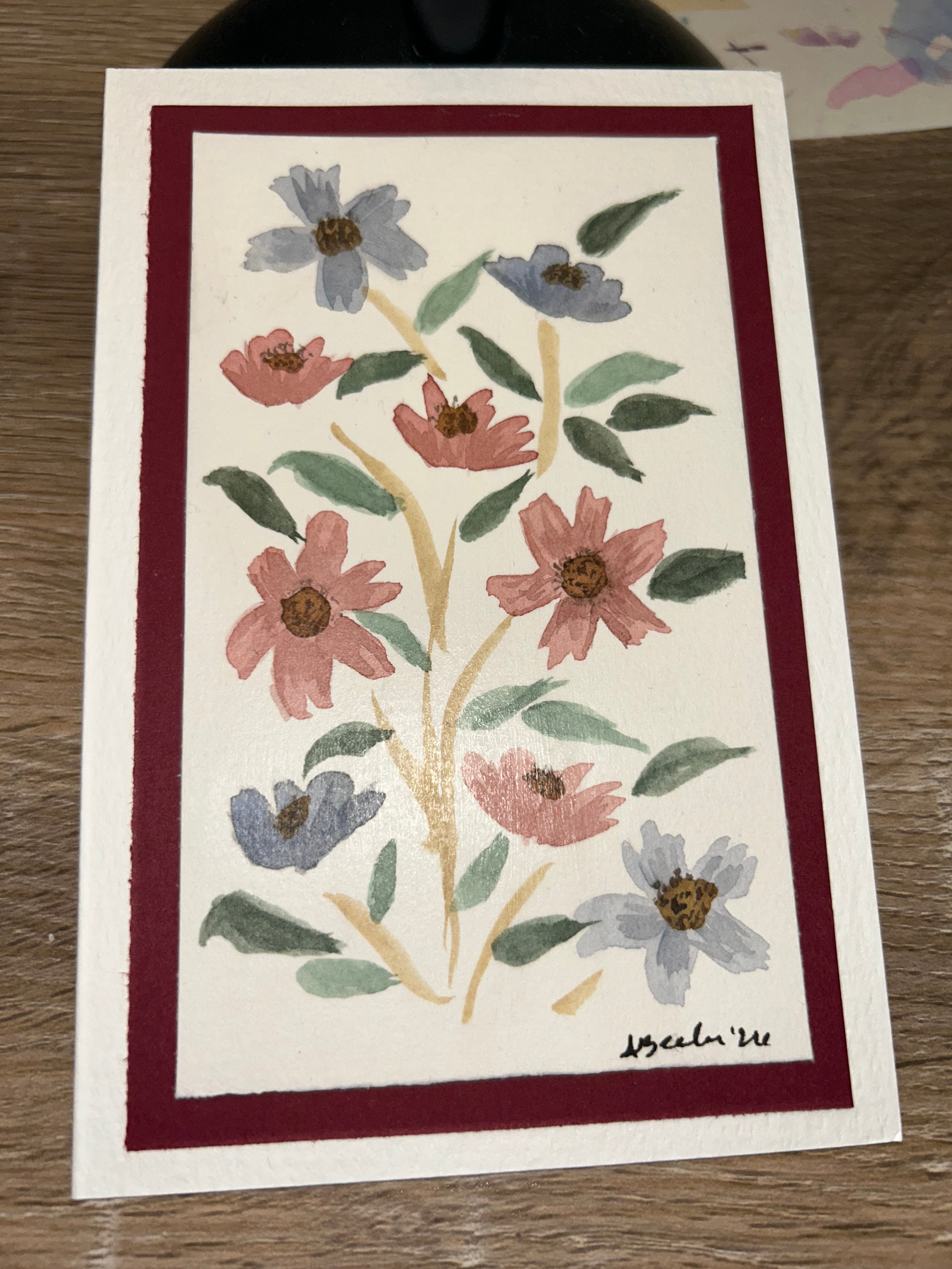Hand-Painted Floral Watercolor Card | Blank Greeting Card