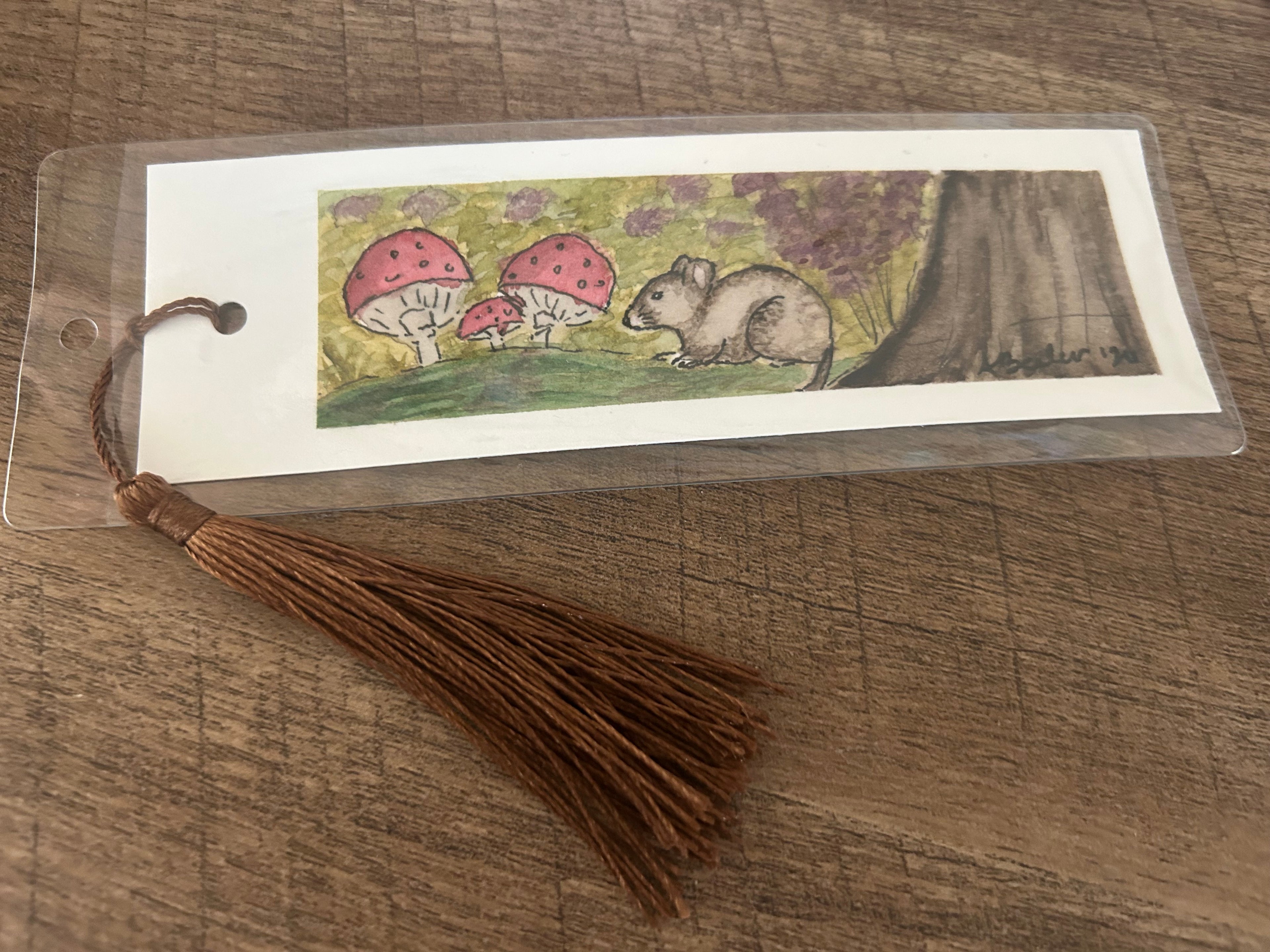 Original Hand-Painted Watercolor Bookmark with Tassel